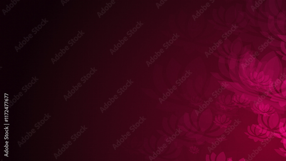 Aufkleber pink lotus shapes are moving from the bottom right of a gradient grid abstract background, horizonta