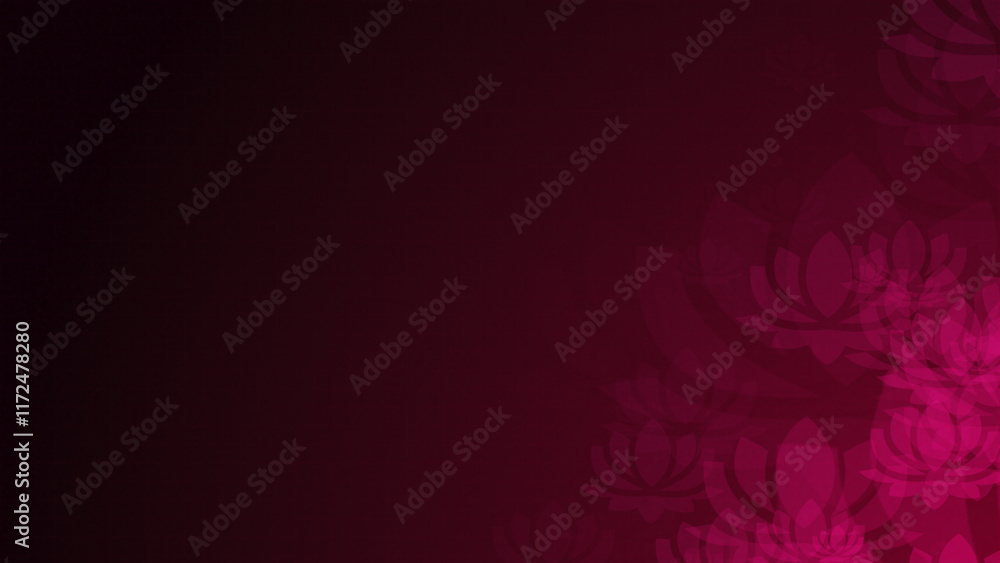 Aufkleber pink lotus shapes are moving from the bottom right of a gradient grid abstract background, horizonta