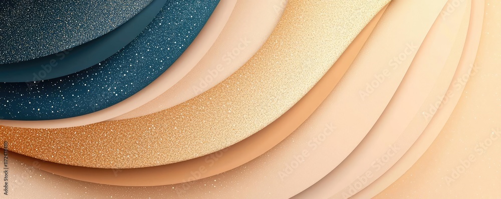 Poster glitter abstract background idea. abstract design featuring layered curves in various colors and tex