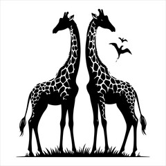Obraz premium Giraffe silhouette vector. Giraffe flat icon silhouette vector art illustration on a white background