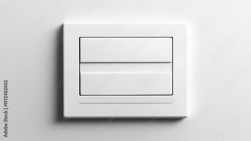 Poster a minimalist flat-panel light switch with no visible seams or buttons, set against a white backgroun