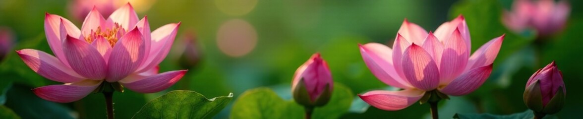 Fototapeta premium Petals unfolding in soft pink hue amidst lush green foliage, blossom, greenery, bloom