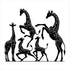 Giraffe silhouette vector. Giraffe flat icon silhouette vector art illustration on a white background