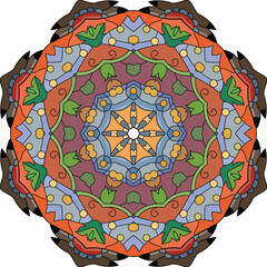 Colorful cute Mandala. Decorative unusual round ornaments.