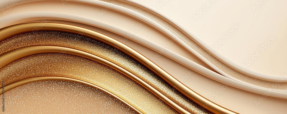 Poster glitter abstract background idea. elegant abstract waves in soft gold and beige tones create a sooth