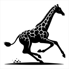 Giraffe silhouette vector. Giraffe flat icon silhouette vector art illustration on a white background