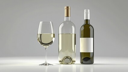 Isolated white wine glass and bottle on a clear background cutout-gigapixel-standard-scale-4_00x