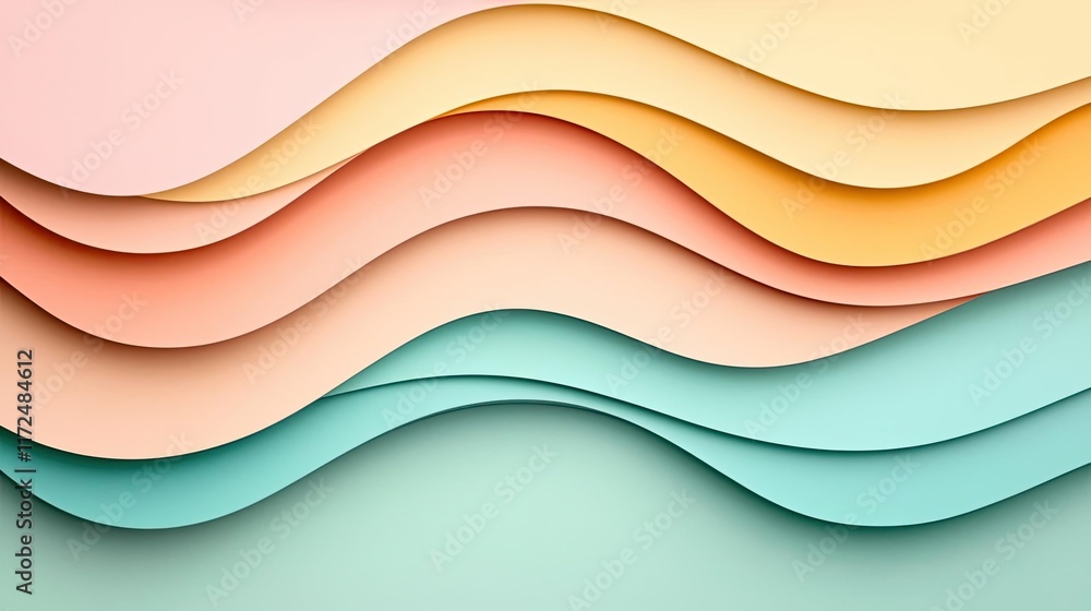 Aufkleber pastel abstract background concept. colorful layered paper waves create an abstract background for m