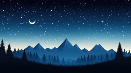 Fototapeta premium A mountain range silhouetted against a star filled night sky, its peaks sharp and jagged, conveying a sense of grandeur, awe, and the immensity of nature.