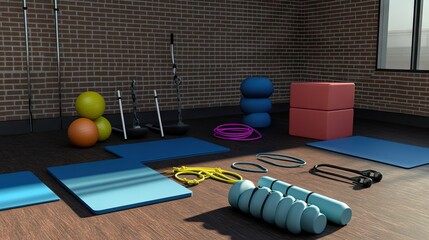 A fitness studio with various exercise equipment for workouts and training.