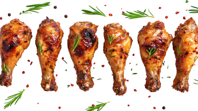 crispy fried chicken drumsticks isolated on white transparent background - Powered by Adobe