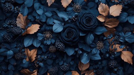 Dark Blue and Gold Floral Arrangement