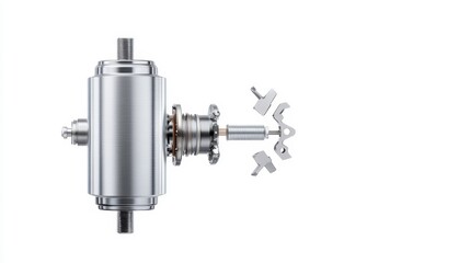Detailed View of a Disassembled Electric Motor Component Highlighting Precision Engineering and Mechanism for Industrial Applications and Technical Illustration Purposes