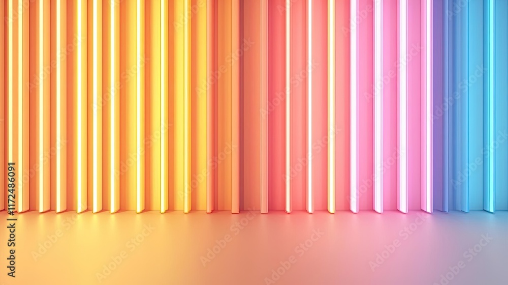 Poster neon abstract background concept. vibrant background with colorful vertical stripes in gradients of 