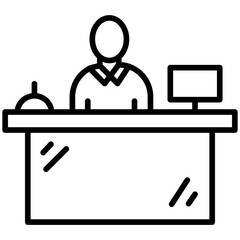 Reception Desk Line Icon Style