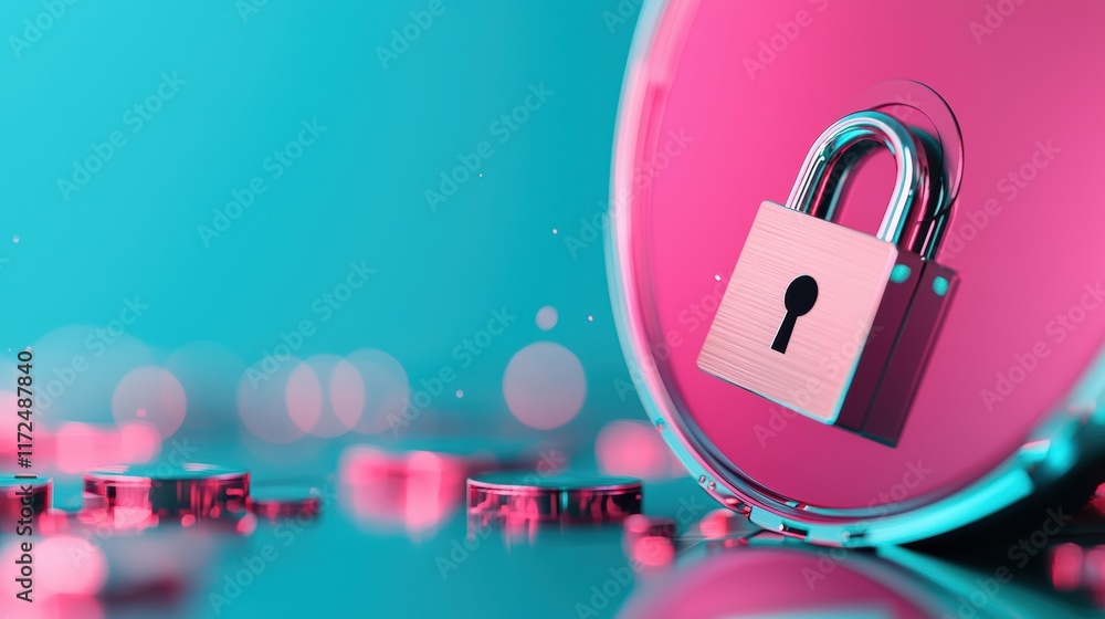 Poster a close up shot of a hard drive with a glowing padlock superimposed on it, representing data encrypt