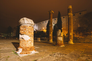 ancient ruins by night