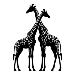 Naklejka premium Giraffe silhouette vector. Giraffe flat icon silhouette vector art illustration on a white background