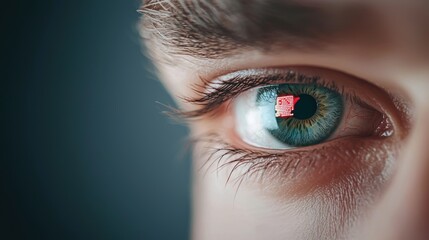 A close up shot of a person eye being scanned by an iris scanner, highlighting the advanced biometric authentication methods used for high security access control.