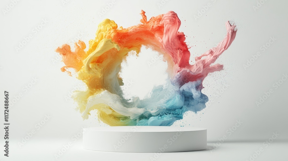 Aufkleber vibrant swirl of colorful paint splashing on a clean surface creating a stunning visual effect with 
