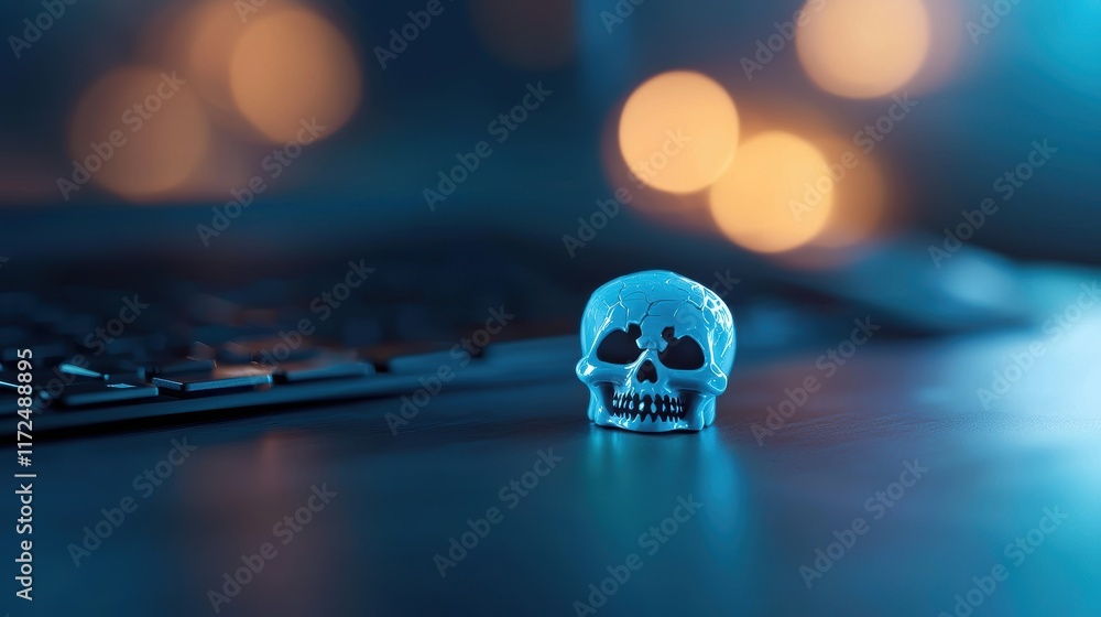 Poster a warning message on a computer screen about a potential malware threat, urging users to take cautio