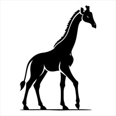 Giraffe silhouette vector. Giraffe flat icon silhouette vector art illustration on a white background