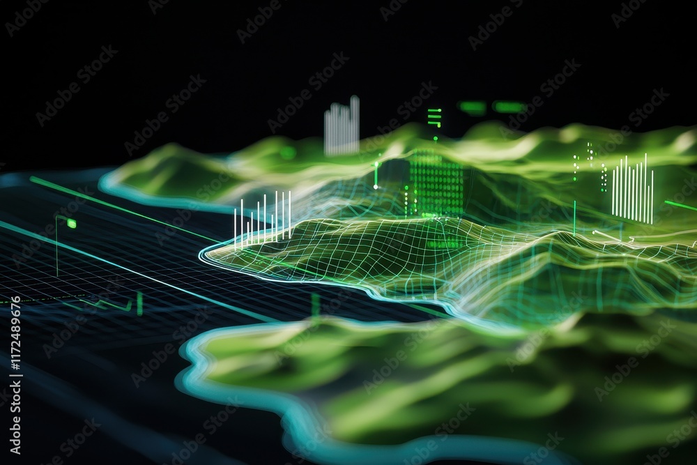 Aufkleber remote sensing topography technology concept. digital landscape visualization showcasing data and an