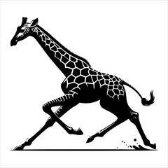 Giraffe silhouette vector. Giraffe flat icon silhouette vector art illustration on a white background
