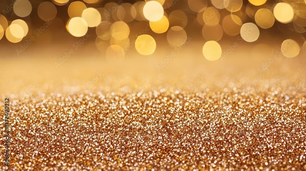 Poster glitter abstract background idea. golden glitter background with sparkling bokeh lights for festive 