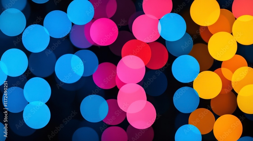 Poster abstract colorful bokeh lights on a dark background creating a vibrant and festive atmosphere for ce