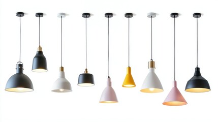 Obraz premium Collection of Linear Pendant Light front view full length on white background.