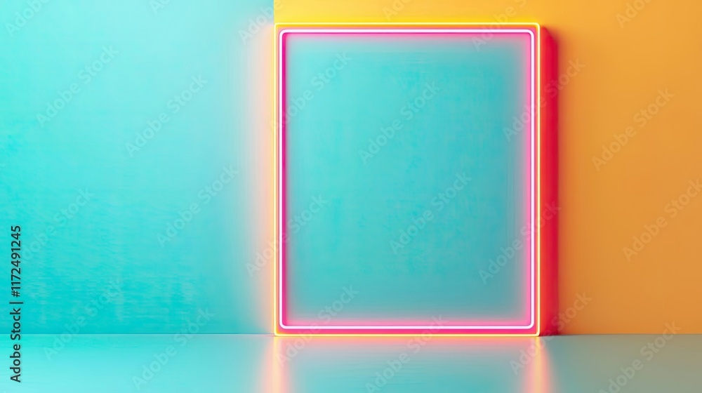 Aufkleber neon abstract background concept. vibrant neon frame against colorful backgrounds for unique design 