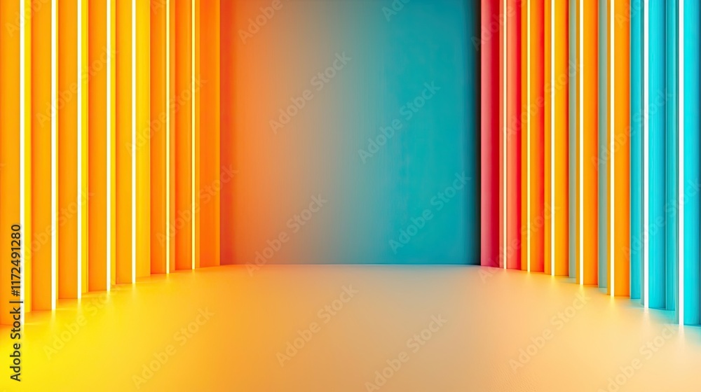 Poster neon abstract background concept. a vibrant, abstract space featuring colorful vertical lines and a 