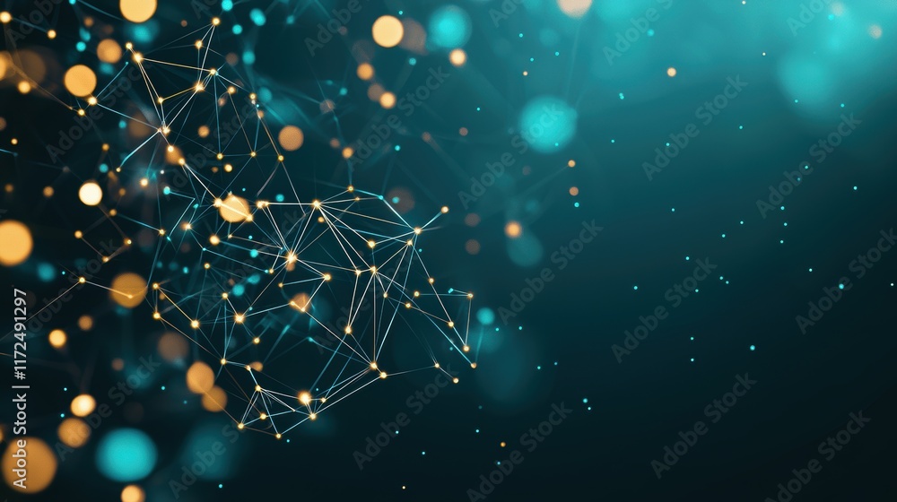 Poster abstract network of glowing profiles and avatars linked together, visualizing the vast network of so