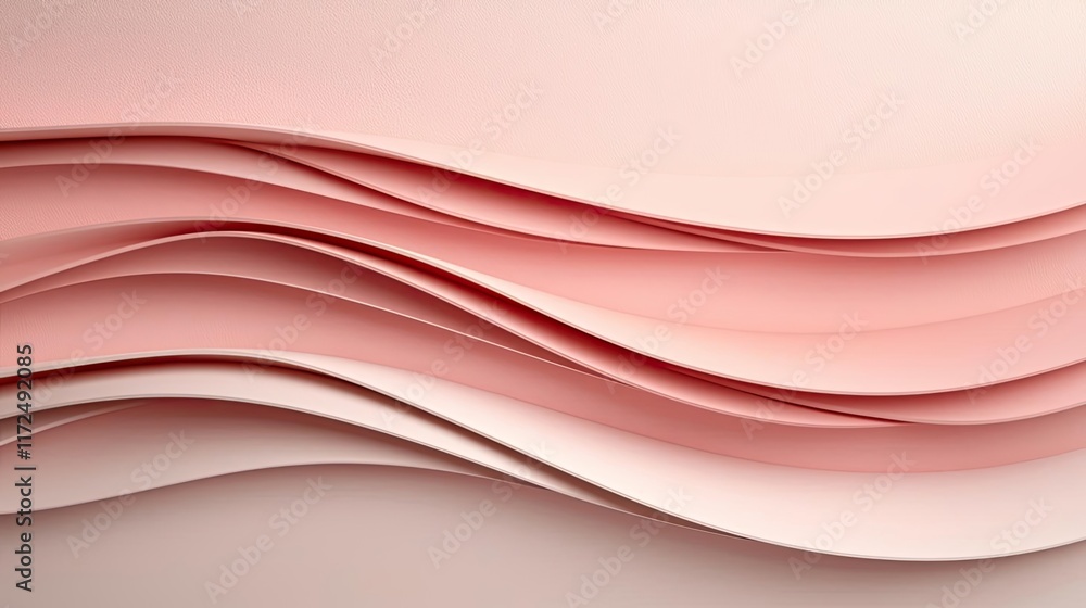 Poster pastel abstract background concept. soft, flowing layers of pink paper create an elegant and modern 