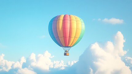 Fototapeta premium Colorful Hot Air Balloon Soaring Through Fluffy Clouds