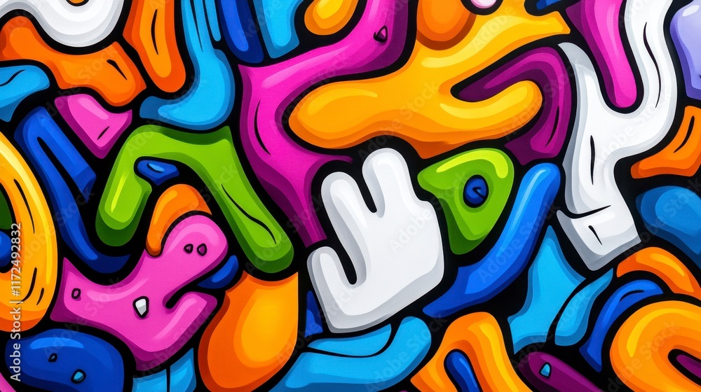 Poster vibrant abstract art featuring a colorful blend of shapes and patterns for modern decor and creative