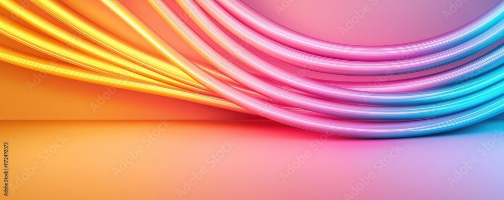 Aufkleber neon abstract background concept. colorful abstract lines flowing smoothly across a vibrant gradient