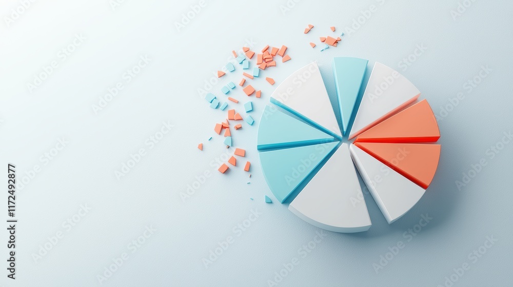 Poster a 3d pie chart with a visually appealing design, showcasing the allocation of a budget across differ
