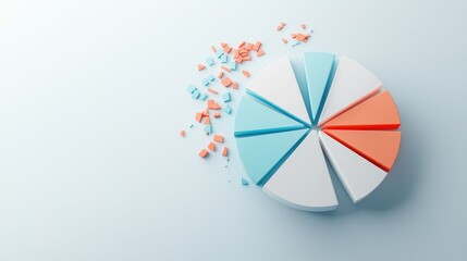 A 3D pie chart with a visually appealing design, showcasing the allocation of a budget across different departments within an organization, with each slice representing a specific department and its