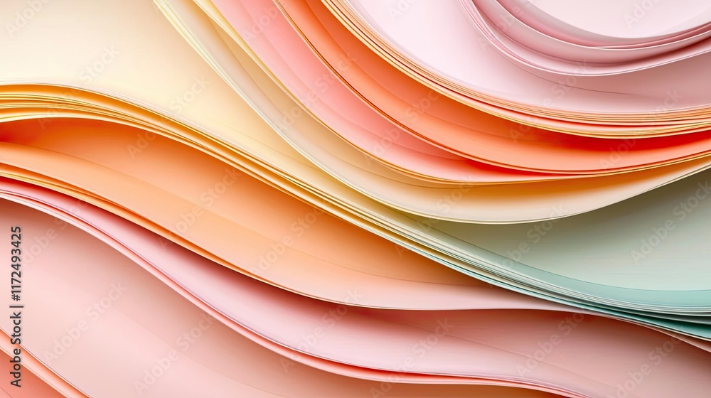 Poster pastel abstract background concept. abstract design showcasing colorful flowing paper waves in soft 