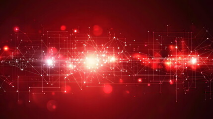 Fototapeta premium Abstract Digital Wave of Glowing Points in Red and Blue