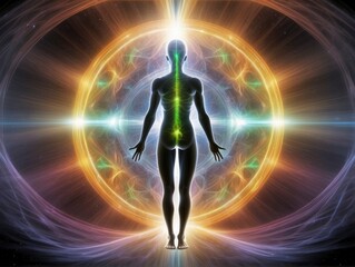 silhouette of a person in a light