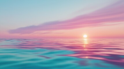 Obraz premium A breathtaking sunrise over a tranquil ocean, with vibrant hues of orange, pink, and purple painting the sky as the sun slowly emerges on the horizon.