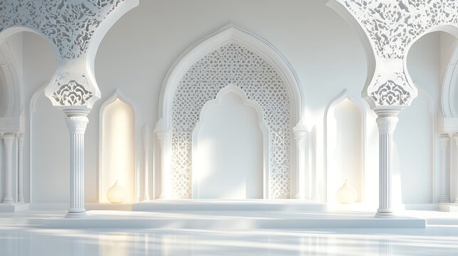 Elegant White Islamic Architecture Interior Design