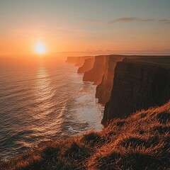 cliffs of moher at sunrise ireland landscape