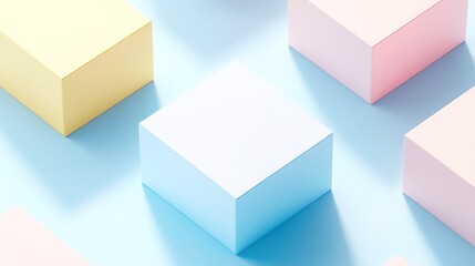 Fototapeta premium Colorful Cubes on Soft Blue Background for Creative Presentations