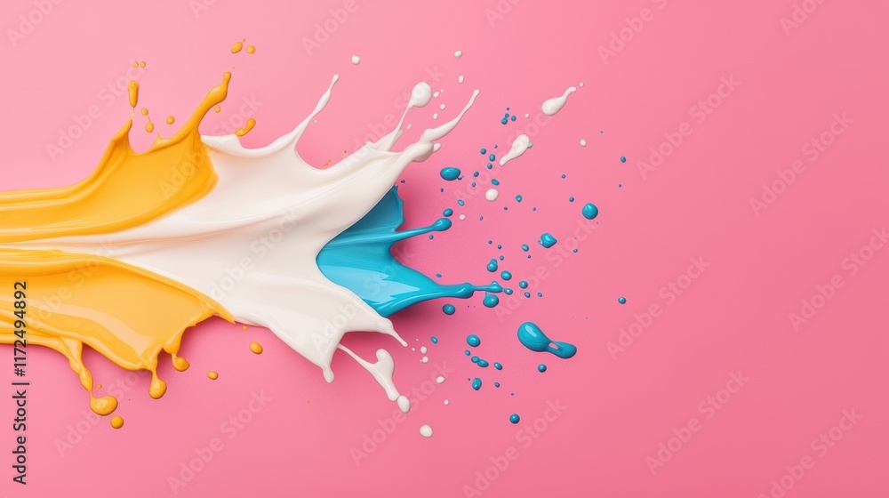 Poster a splash of watercolor paint in vibrant hues, creating a fluid and abstract design that can be used 