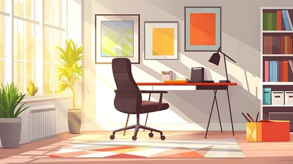 Sunlit Home Office Workspace With Modern Desk and Chair