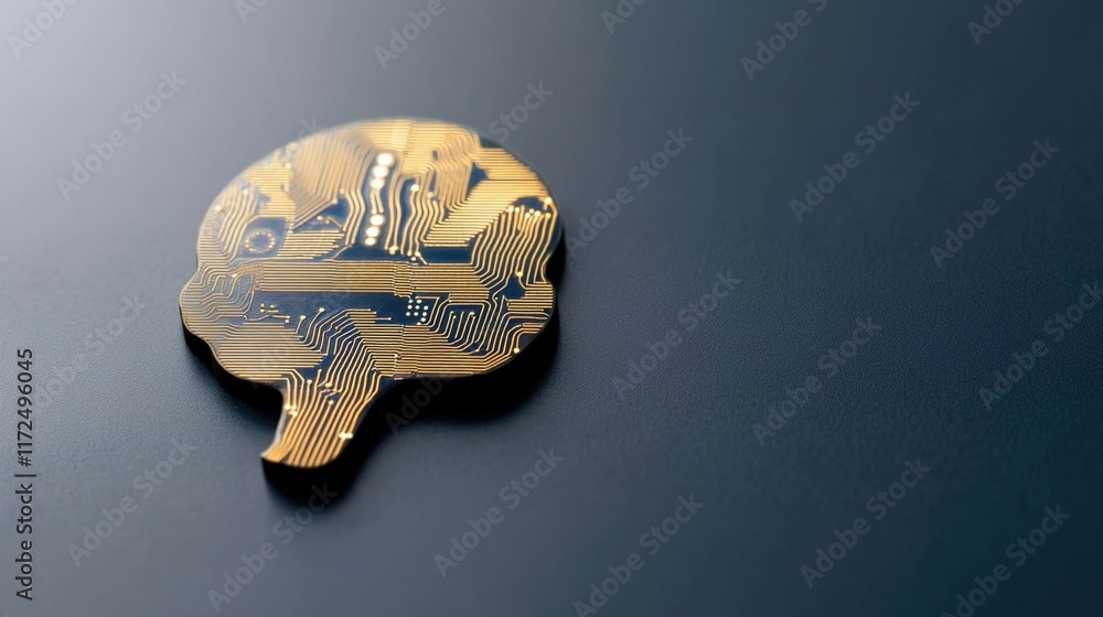 Poster circuitry brain design on dark background for technology concepts
